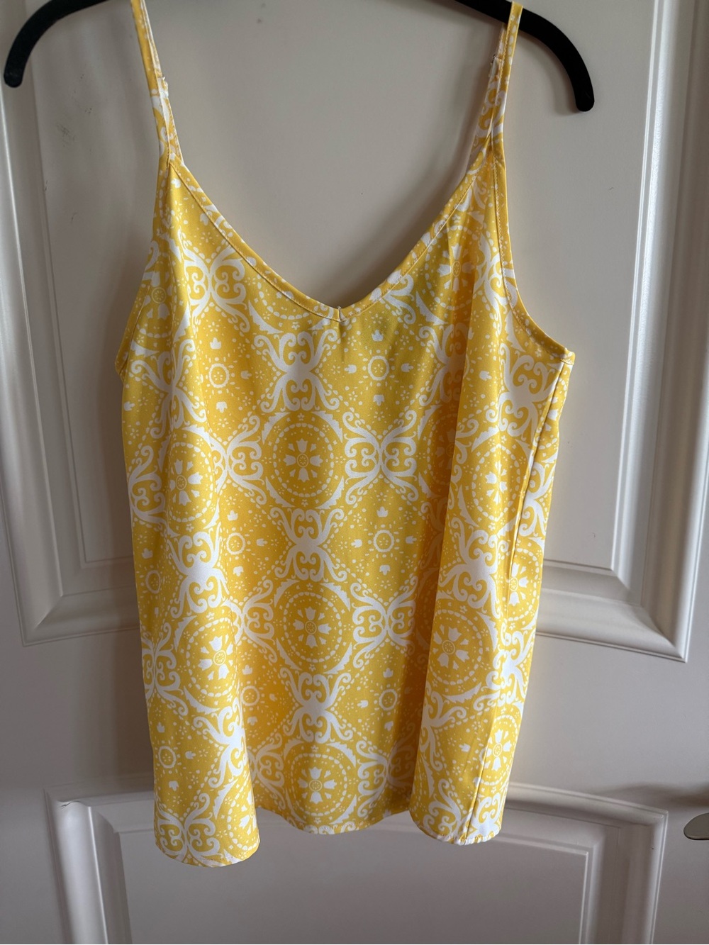 Sunny Yellow Printed V-Neck Spaghetti Strap Tank